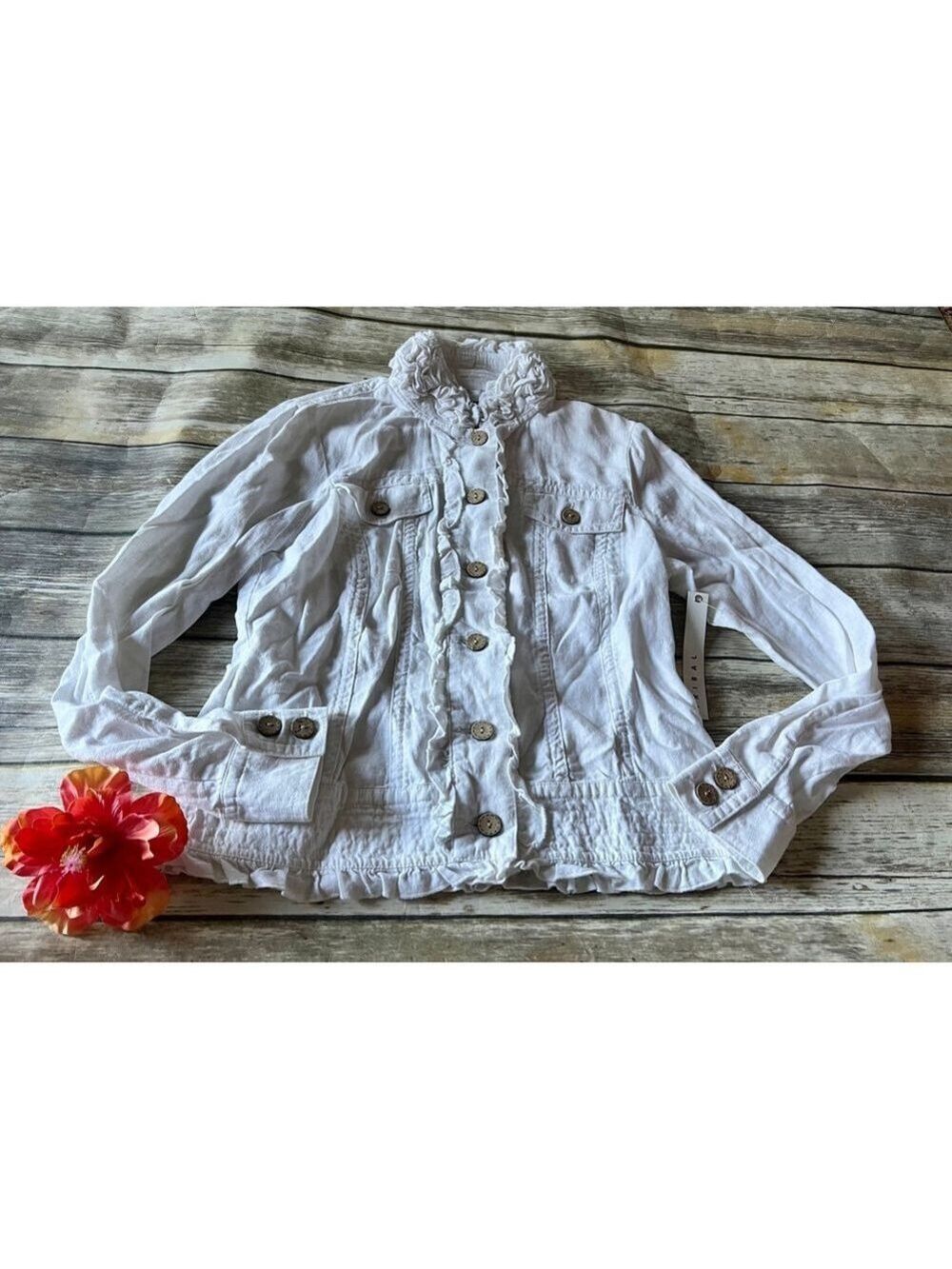 NWT Tribal White Linen Jacket